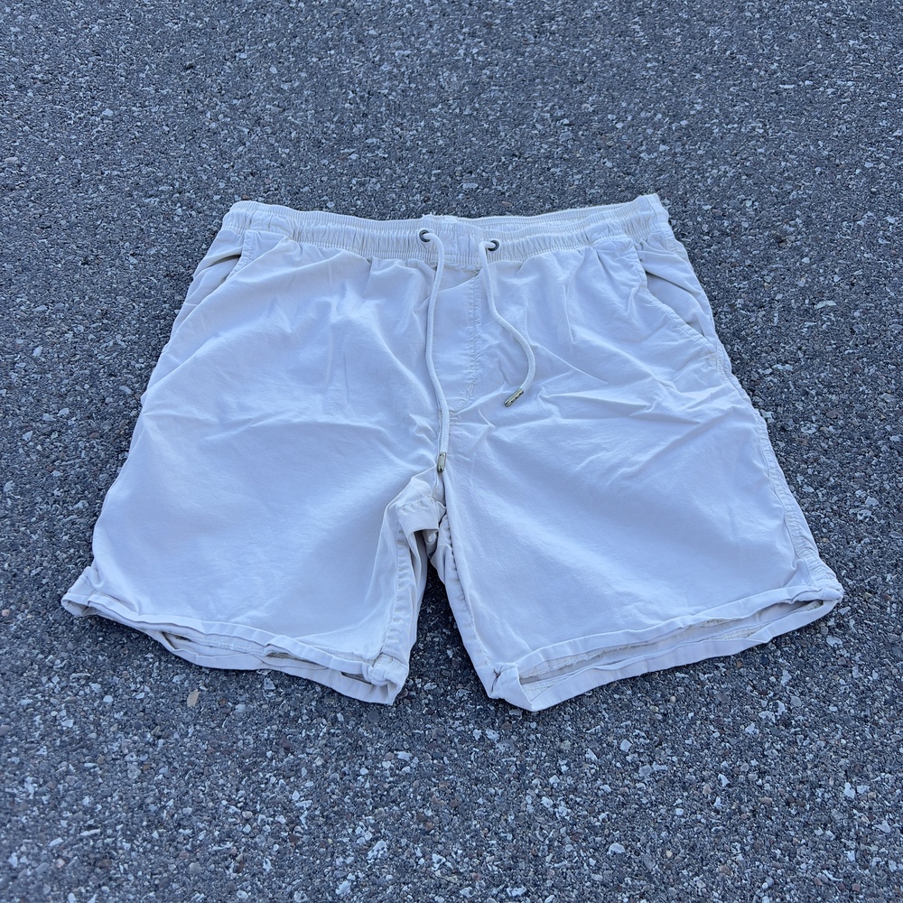 American Eagle Shorts Mens Medium White Chino Drawstring Elastic Waist Casual